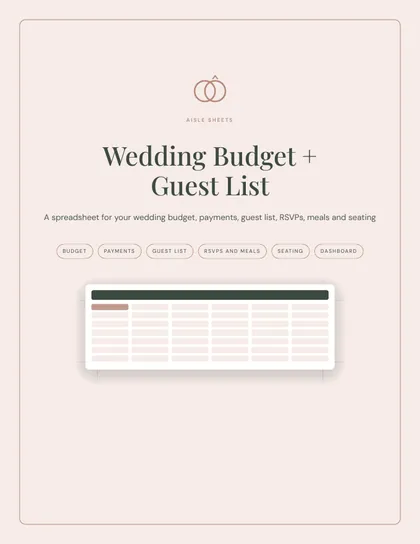 Cover of the Wedding Budget and Guest List Spreadsheet