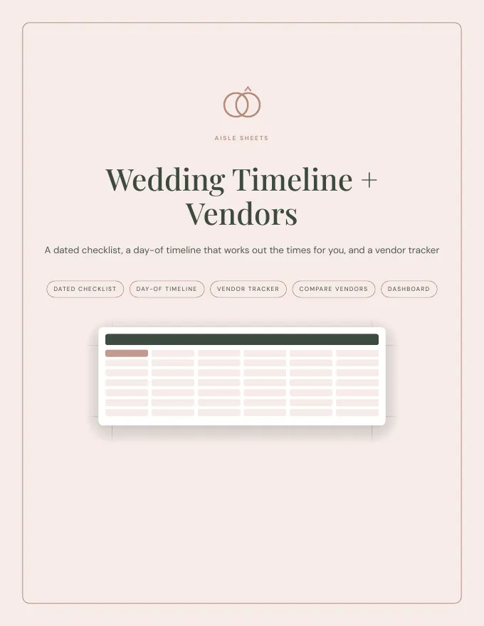 Cover of the Wedding Timeline and Vendor Tracker